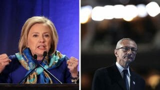 Hillary Clinton gives the keynote address at the Regional Plan Association. John Podesta walks off the stage after delivering a speech at the Democratic National Convention.
