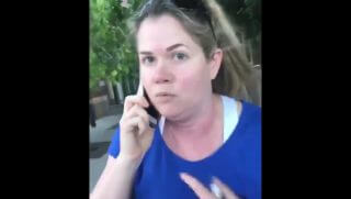 lady pretending to call police