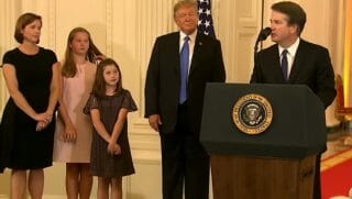 Supreme Court nominee Brett Kavanaugh introduces his wife and two daughters to the country on the night of his nomination in July by President Donald Trump.