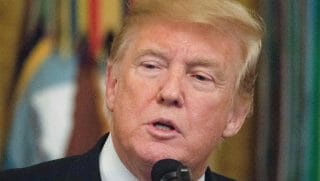 President Donald Trump speaks at the White House in Washington on Wednesday.