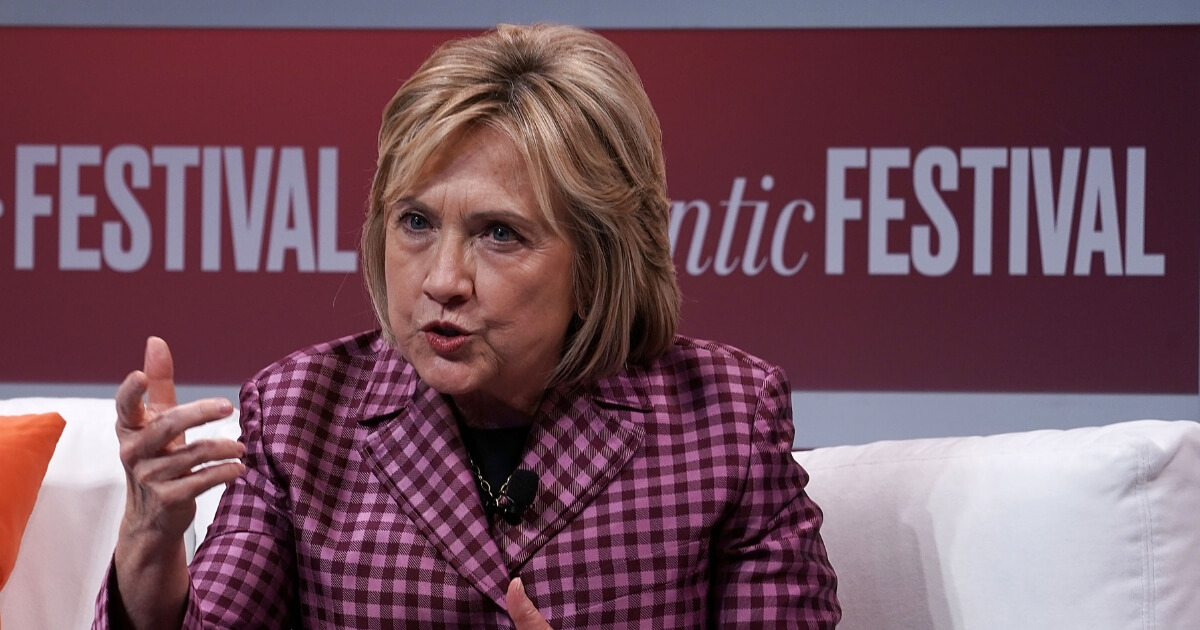 Former U.S. Secretary of State Hillary Clinton participates in a discussion during the 2018 Atlantic Festival