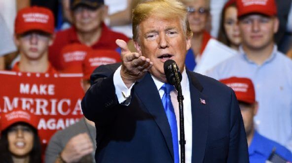 President Donald Trump gestures at a campaign rally in August in Wlkes Barre, Pennsylvania.