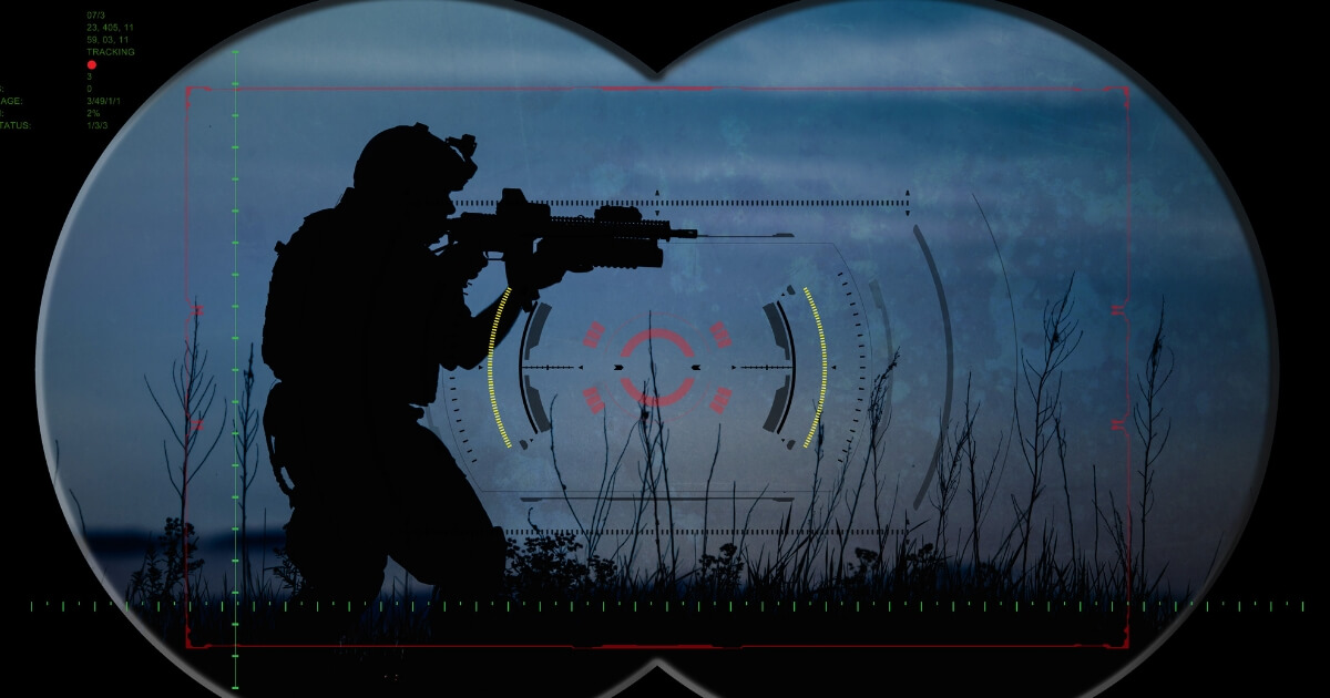 A stock photo of a sniper is seen above.