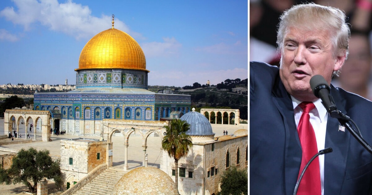 Dome of the Rock in Jerusalem and President Donald Trump