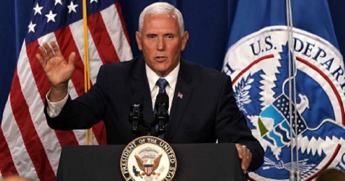 Vice President Mike Pence speaks at Immigration and Customs Enforcement headquarters July 6, 2018.