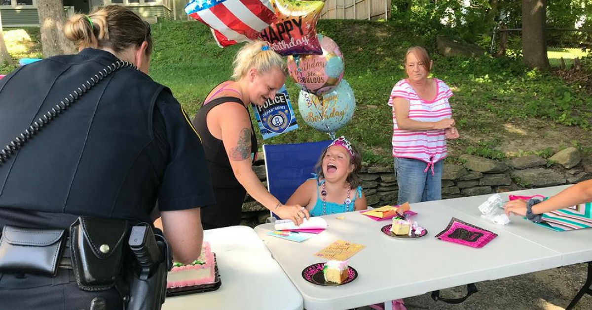 When an 8-year-old girl's classmates couldn't show up at her birthday party, the entire Augusta Maine Police Department decided to come help her celebrate.