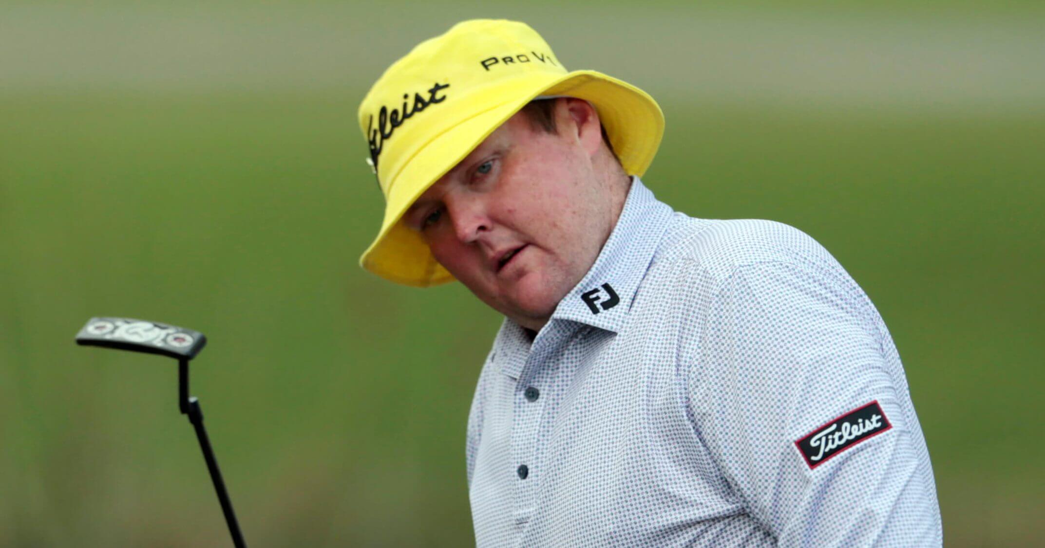 In this April 23, 2015 file photo, Jarrod Lyle, of Australia, reacts after missing a putt on the 17th hole during the first round of the Zurich Classic PGA golf tournament in Avondale, La. Jarrod Lyle has opted not to seek further treatment in his long fight against leukemia and will receive palliative care at home, his family has announced.