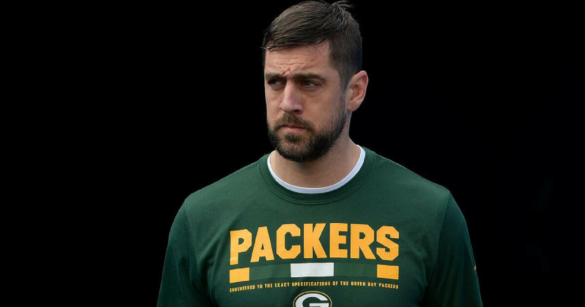 Packers QB Aaron Rodgers on the field prior to a 2017 game