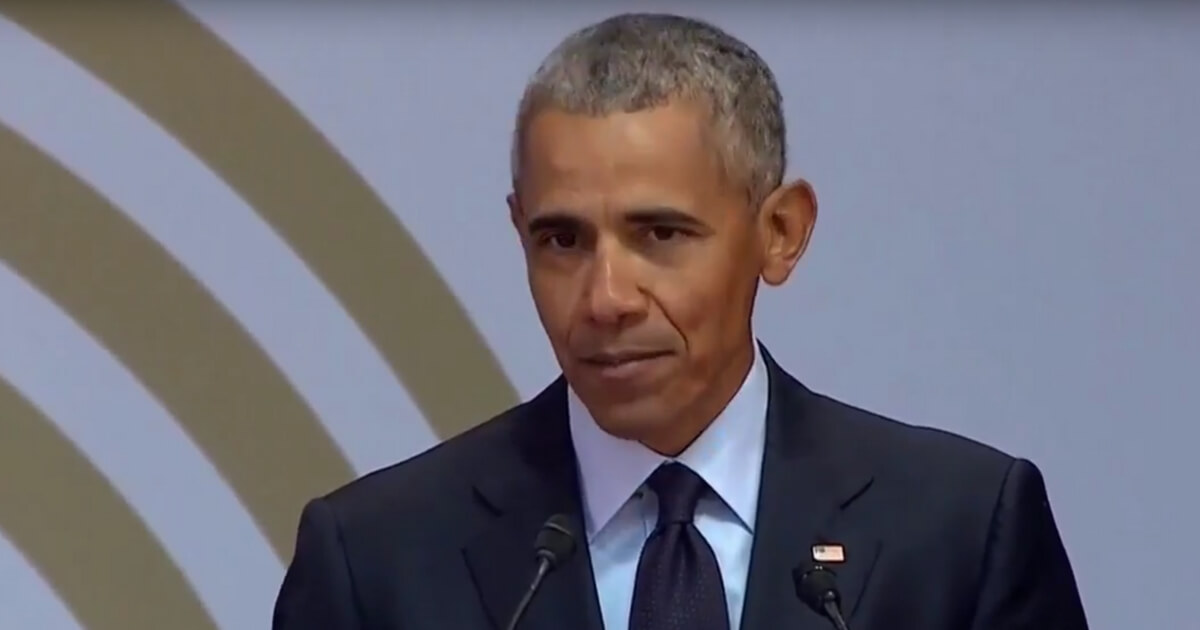 Barack Obama at a speech honoring the 100th birthday of Nelson Mandela