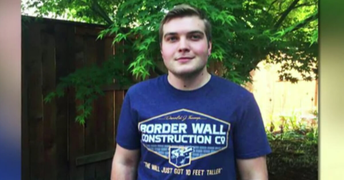 High school student Addison Barnes pictured in his Trump shirt "Border Wall Construction Co."