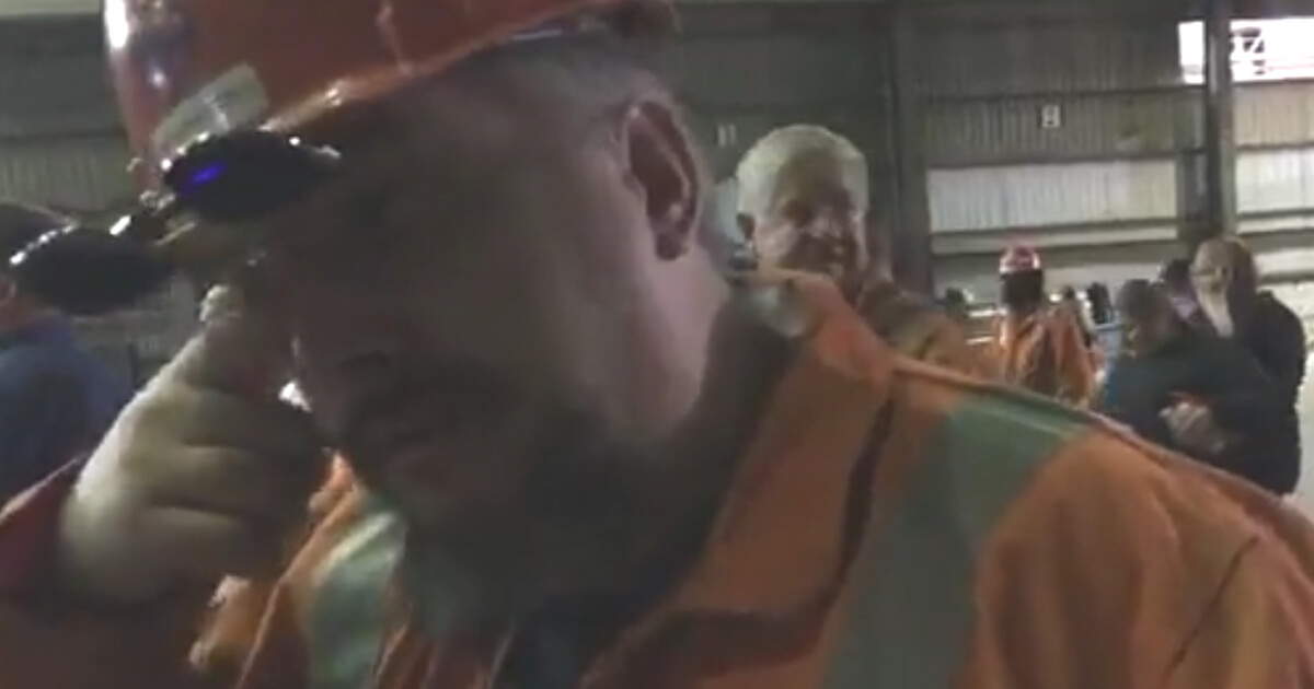 A steel worker crfies over his appreciation for Trump