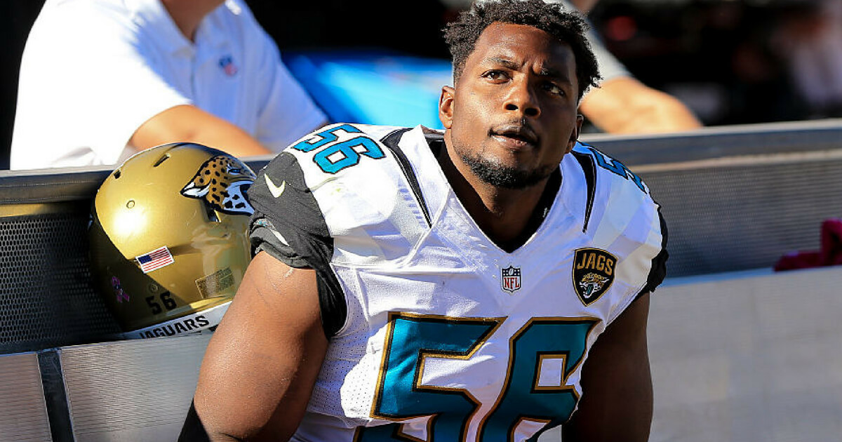 Jacksonville linebacker Dante Fowler takes a breather on the bench