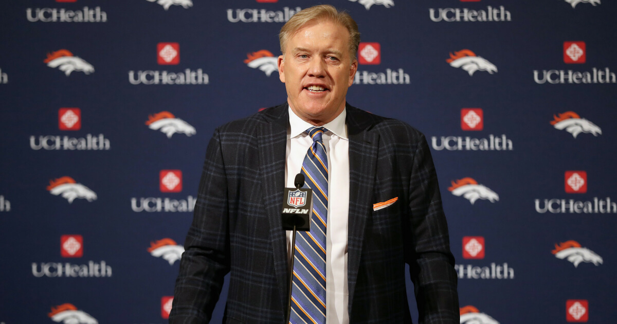 Denver Broncos General Manager John Elway fields questions from the media during a news conference to introduce Vance Joseph as the new head coach at the Paul D. Bowlen Memorial Broncos Centre on January 12, 2017, in Englewood, Colorado.