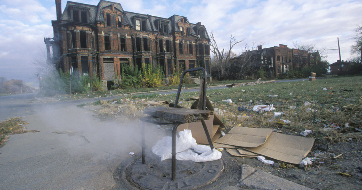 An abandoned building in Detroit, circa 2002