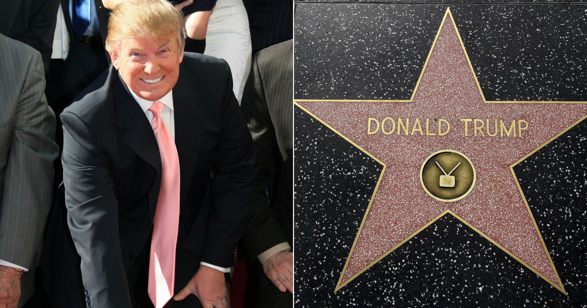 Donald Trump at his Hollywood star dedication.