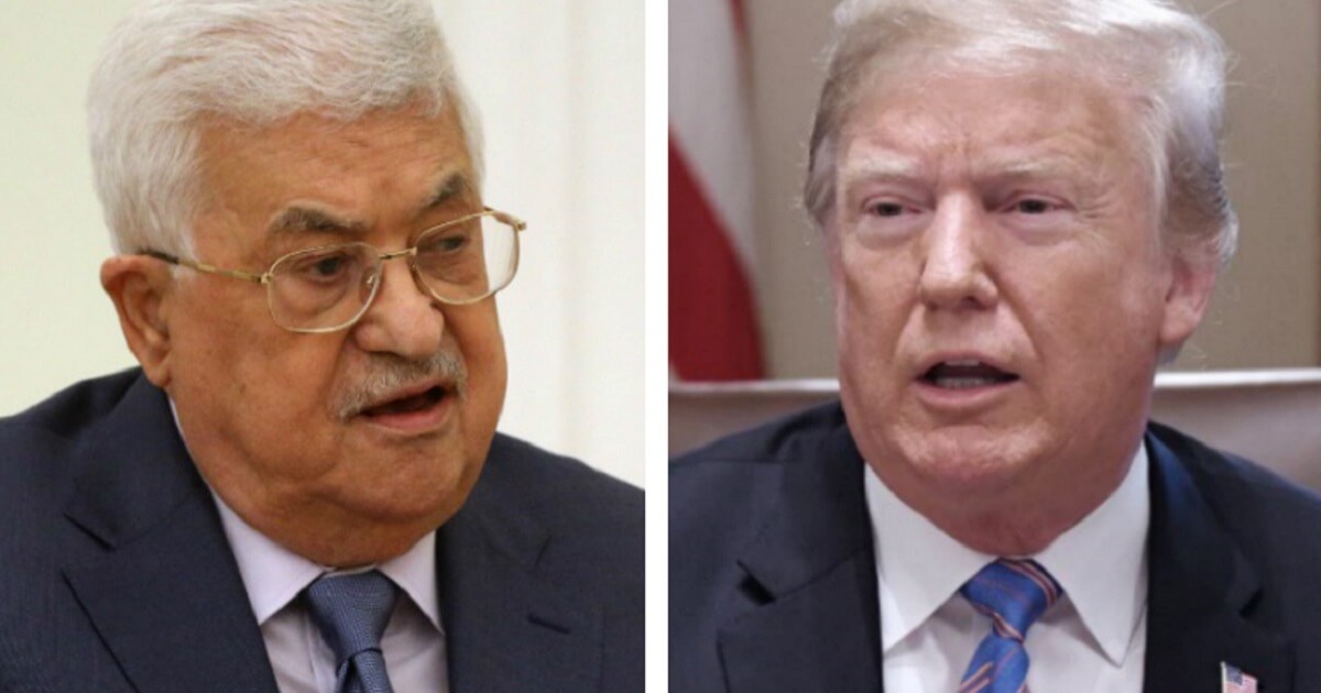 Mahmoud Abbas, left, with Donald Trump.