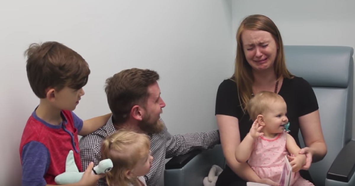 Anna Esler starts to cry when her daughter Ayla was able to hear for the first time.