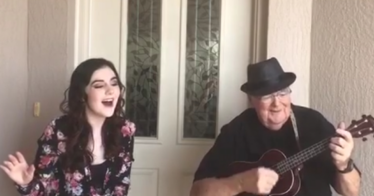 Grandpa-Granddaughter play music together