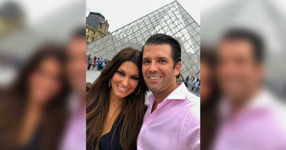 Kimberly Guilfoyle and Donald Trump Jr. pose for a selfie in front of the Lourve in Paris, France