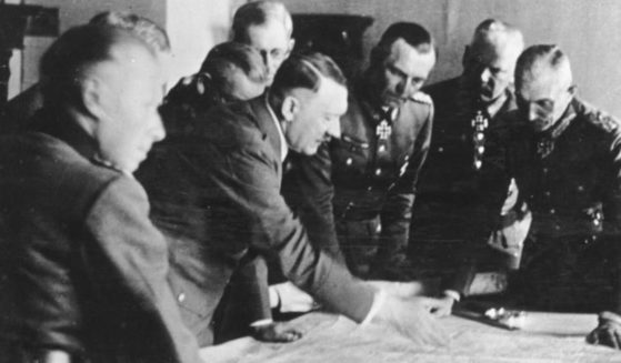 Adolf Hitler meets with Nazi leaders in 1942.