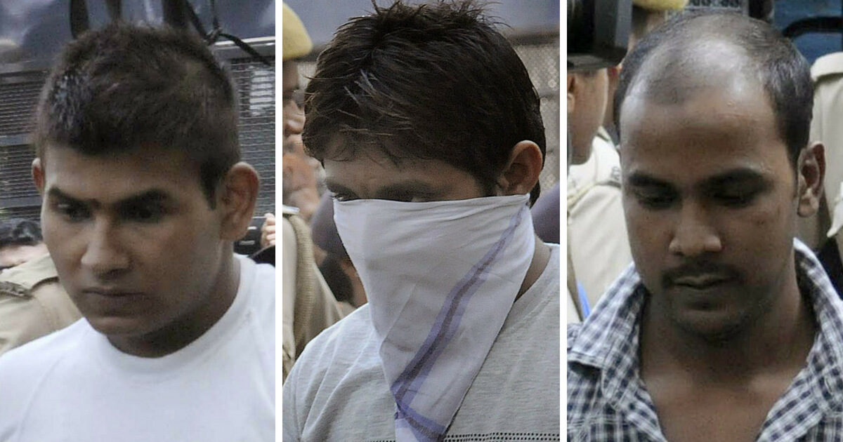 This combination of images created on September 24, 2013, shows convicted Indian prisoners (L/R): Vinay Sharma, Pawan Gupta and Mukesh Singh as they arrive for an appearance at The High Court in New Delhi on September 24, 2013. They were condemned to death for the murder and gang-rape of an Indian student.
