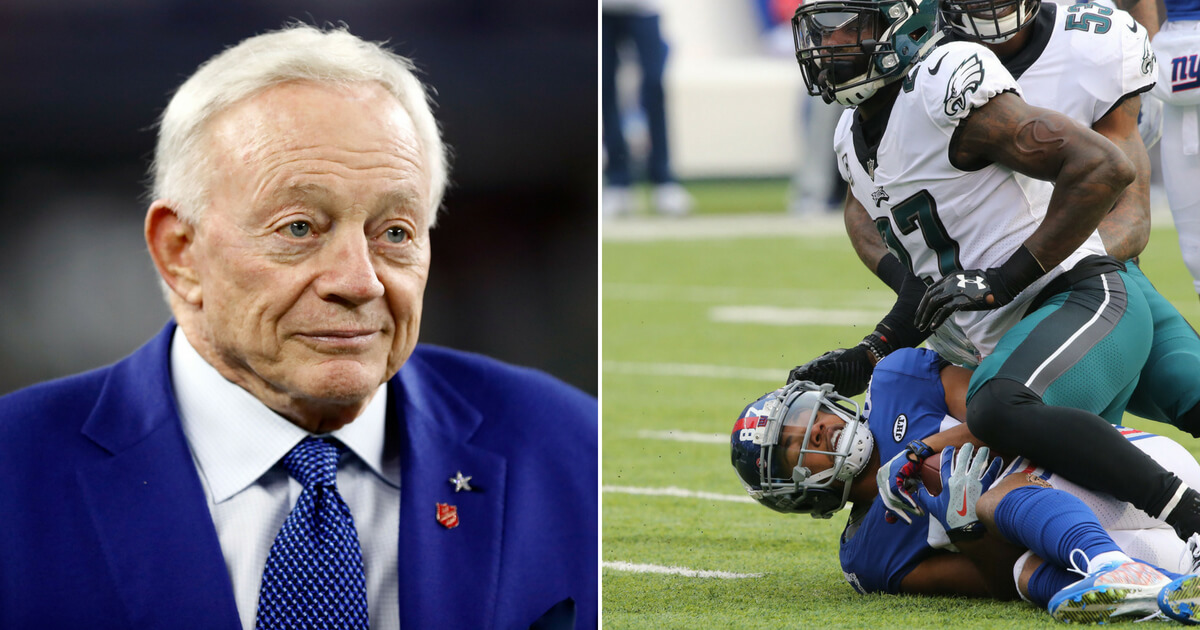 Jerry Jones side by side Malcom Jenkins