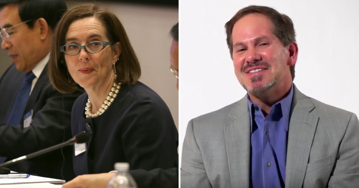 Kate Brown and Knute Buehler