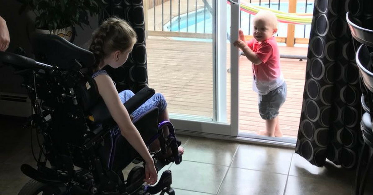 Little girl who can't walk or talk saves brother from drowning.