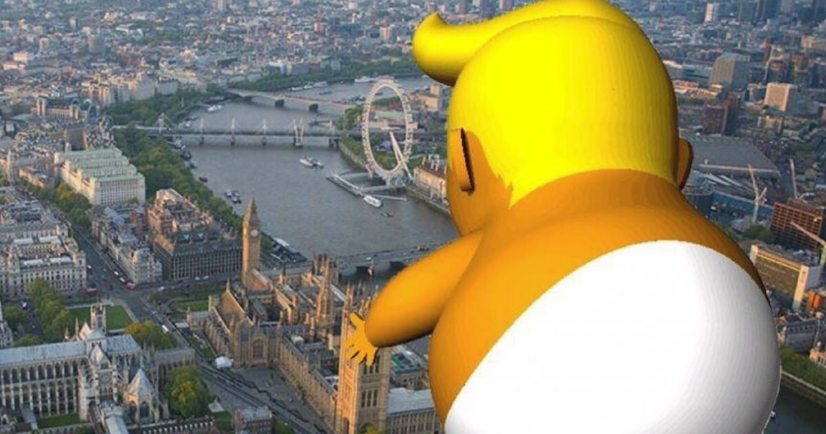 An artistic expectation of the baby Trump balloon.