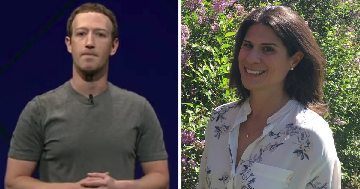 Mark Zuckerberg (left) and Katie Winner of Arvada, Colorado