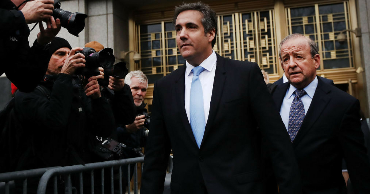 President Donald Trump's long-time personal attorney Michael Cohen exits a New York court on April 16, 2018 in New York City. Trump's lawyers on Sunday night asked a federal judge to temporarily block prosecutors from reviewing files seized by the FBI from Cohen's offices and hotel room last week. Trump's lawyers have argued that many of the documents are protected by attorney-client privilege.
