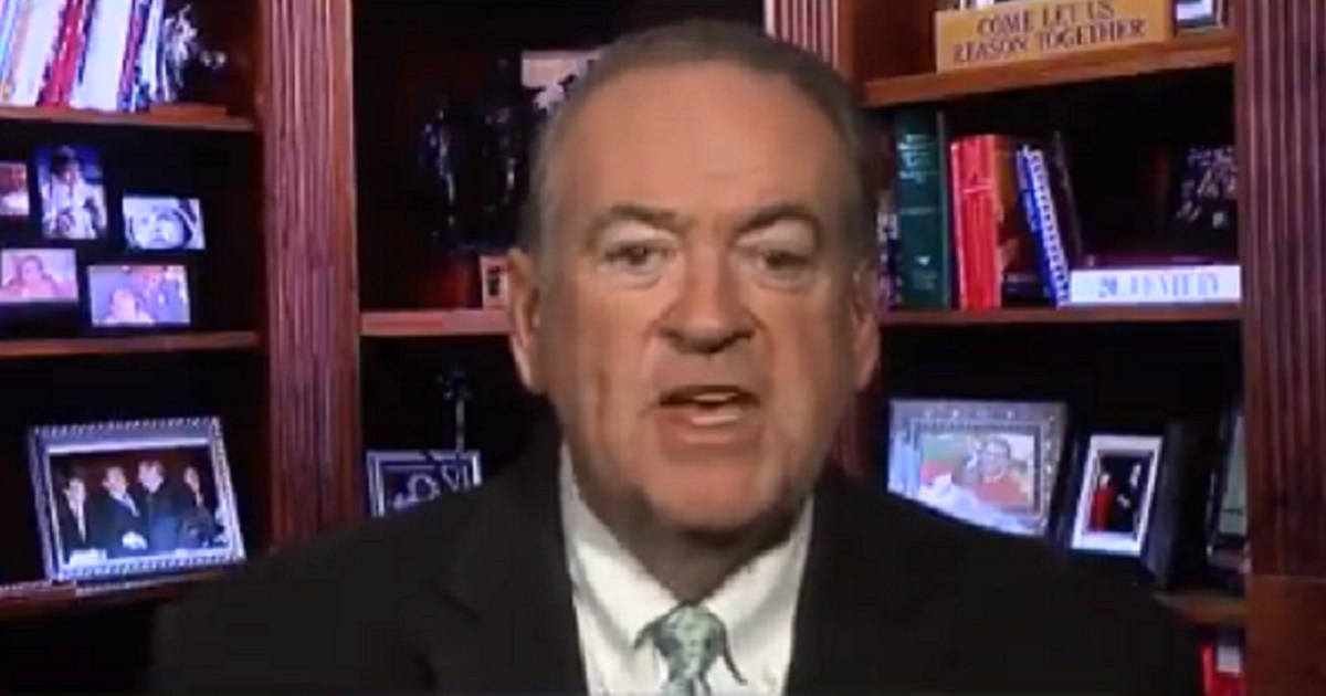Mike Huckabee speaking directly to the camera.