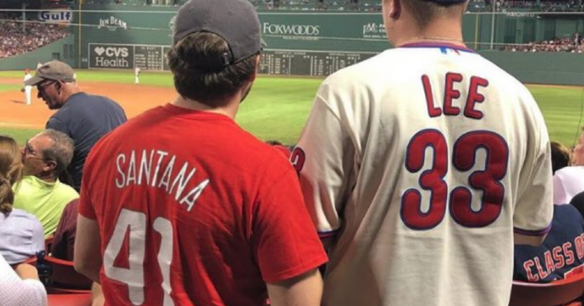 Phillies fans take in a Philadelphia-Boston game at Fenway Park