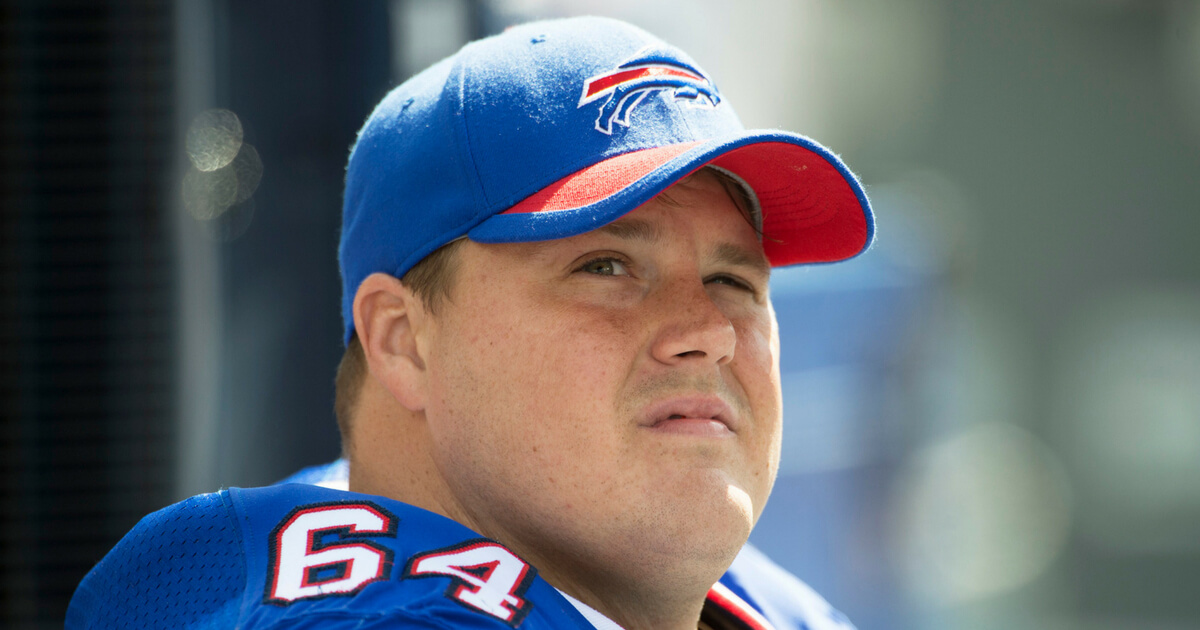 Richie Incognito #64 of the Buffalo Bills looks on during a NFL game against the Tennessee Titans at Nissan Stadium on October 11, 2015 in Nashville, Tennessee.