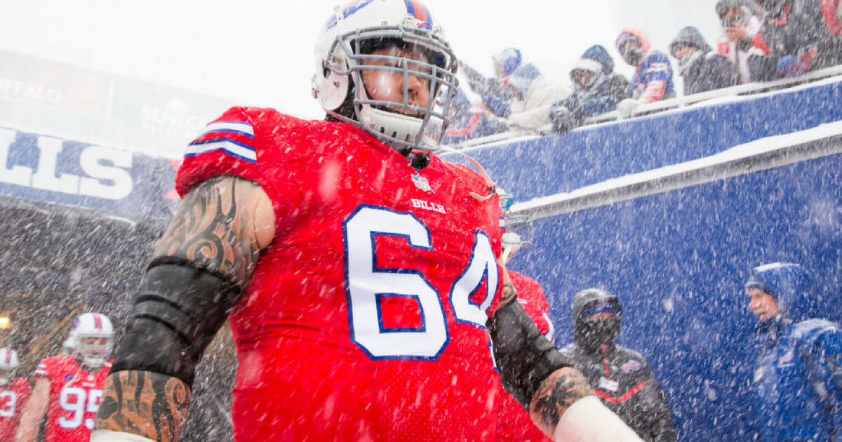Richie Incognito of the Buffalo Bills walks out of the tunnel before a 2017 home game