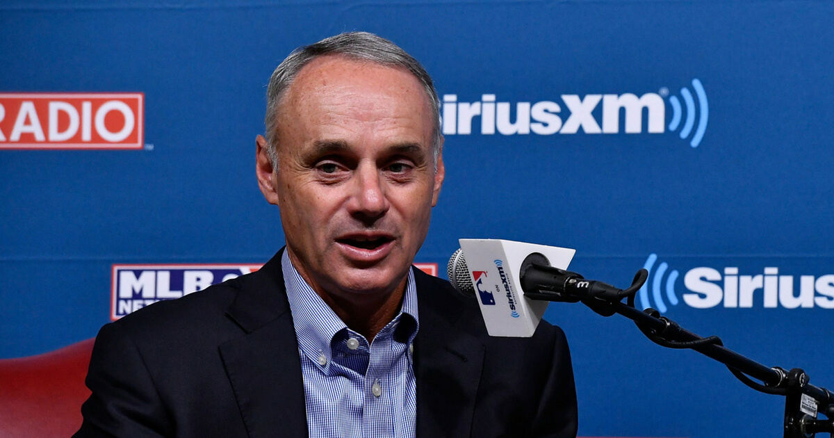 WASHINGTON, DC - JULY 15: Commissioner of Baseball Rob Manfred appears at a SiriusXM Town Hall at The Library of Congress on July 15, 2018 in Washington, DC.
