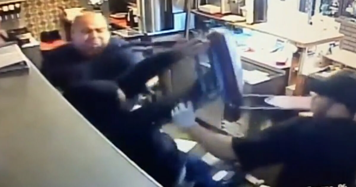 Robber Gets Hit with Chair