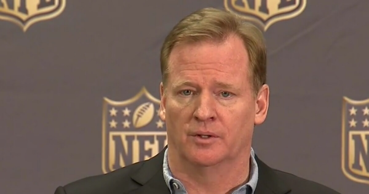 NFL Commissioner Roger Goodell speaks during a press conference.