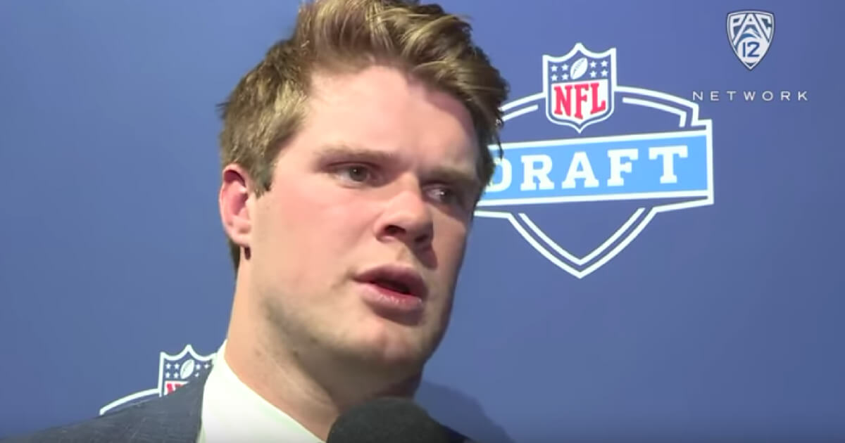 New York Jets QB Sam Darnold is interviewed at the 2018 NFL draft