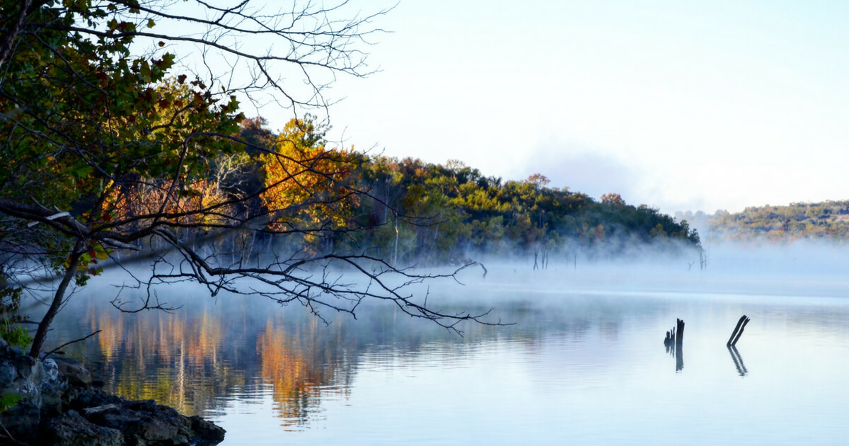 Morning fog on Table Rock Lake, Missouri