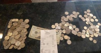 Teen Pays Food Bill in Quarters