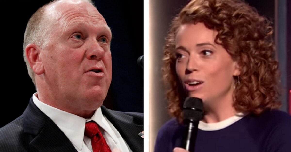 Thomas Homan, left, with Michelle Wolf