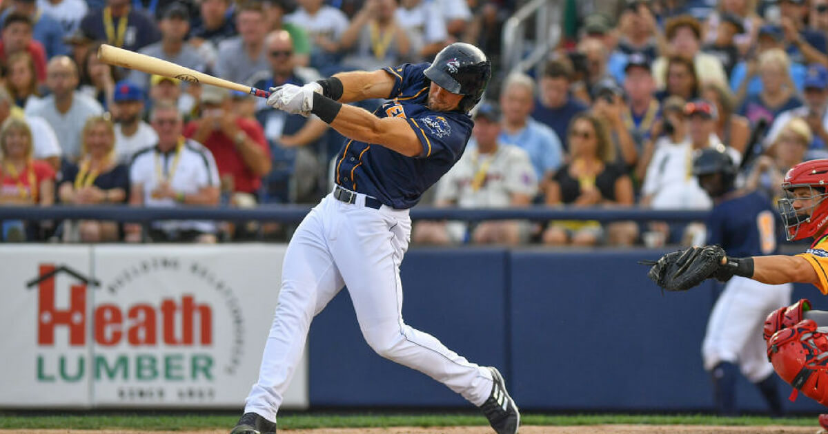 Tim Tebow bats during the 2018 Eastern League All-Star Game