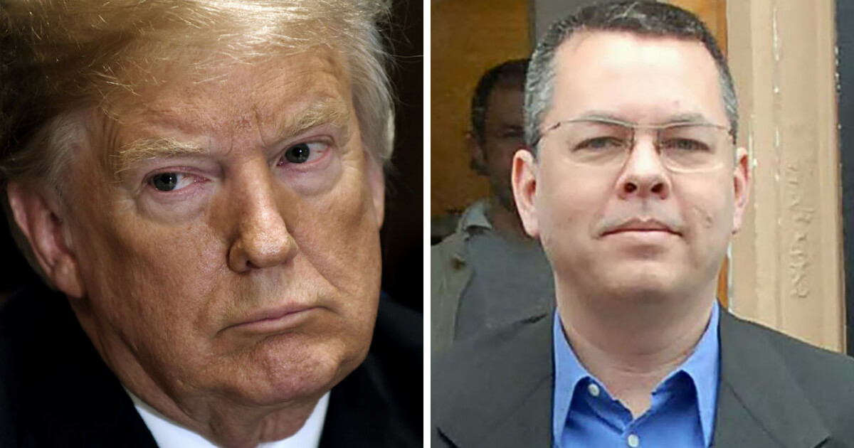 U.S. President Donald Trump looks on during a cabinet meeting in the Cabinet Room of the White House, July 18, 2018 in Washington, DC. ;This undated photo made available by the Dogan News Agency on March 13, 2018 shows Andrew Brunson, an American pastor, in Izmir.