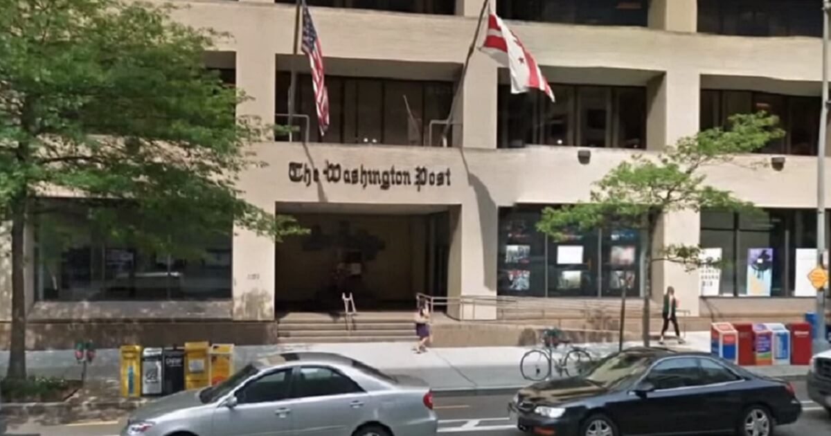 Outdoor of a building with "The Washington Post" sign."