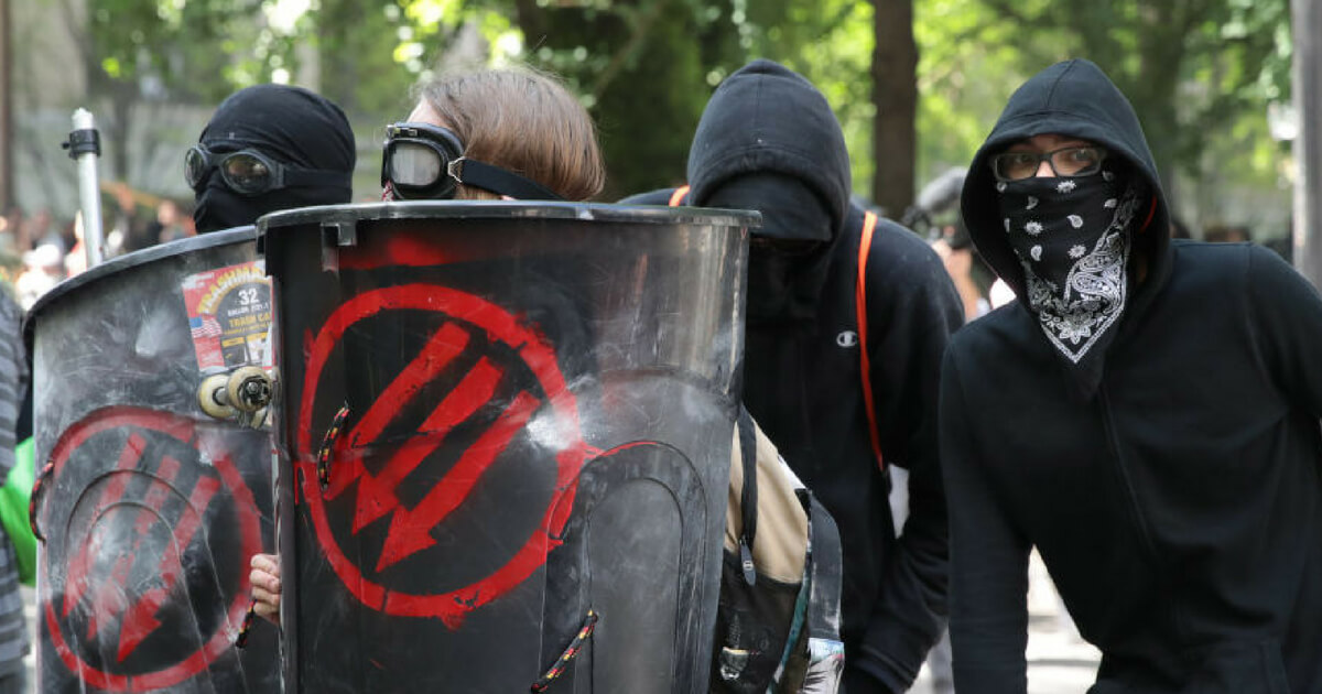 Antifa protesters clash in police in Portland, Oregon in 2017