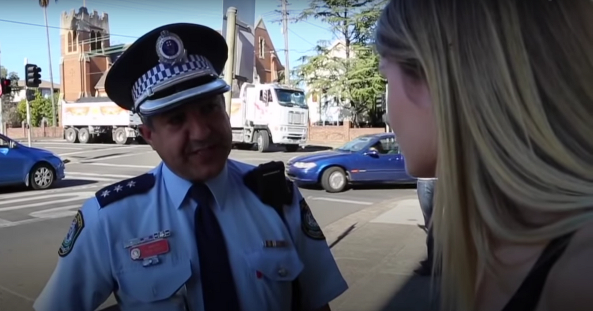 Laura Southern talking to Australian police