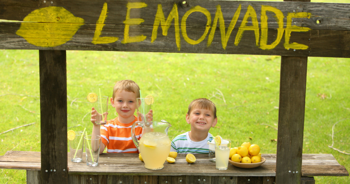 Two boys with lemonade stand