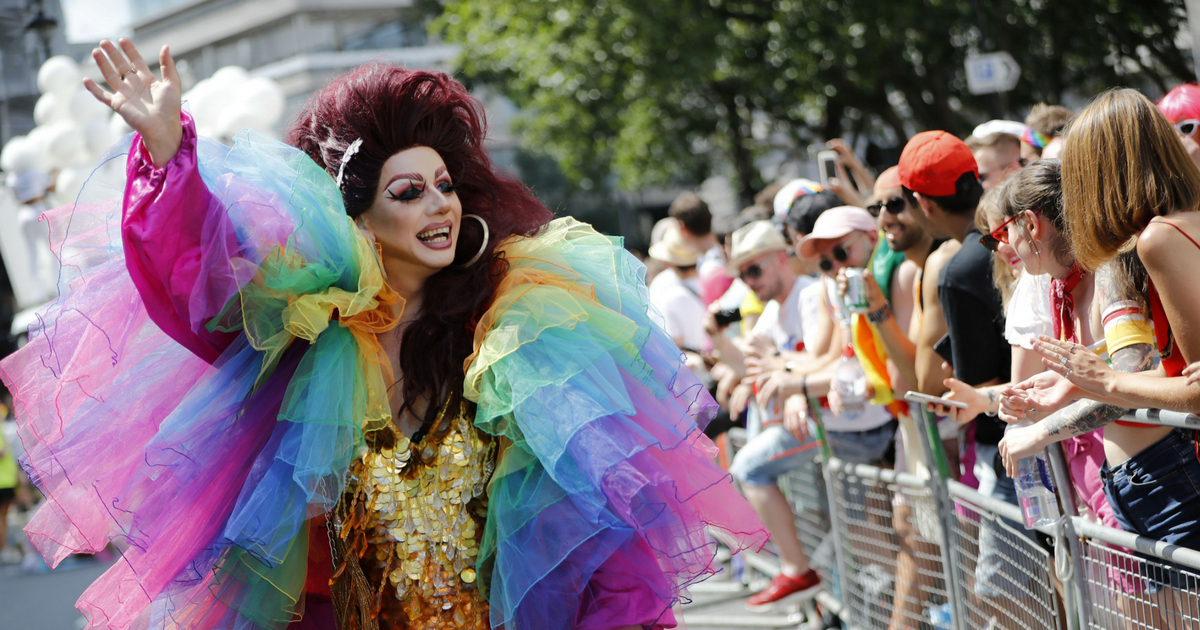 Trans Woman walks in London Pride Parade