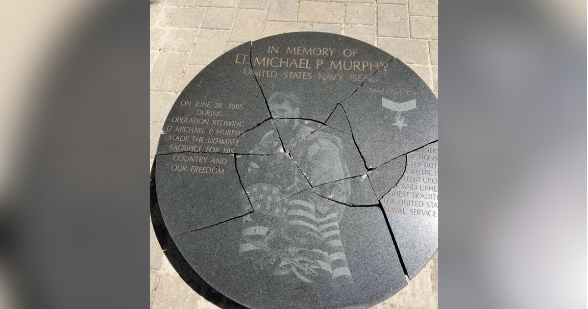 Memorial to fallen Navy SEAL Lt. Michael P. Murphy shattered